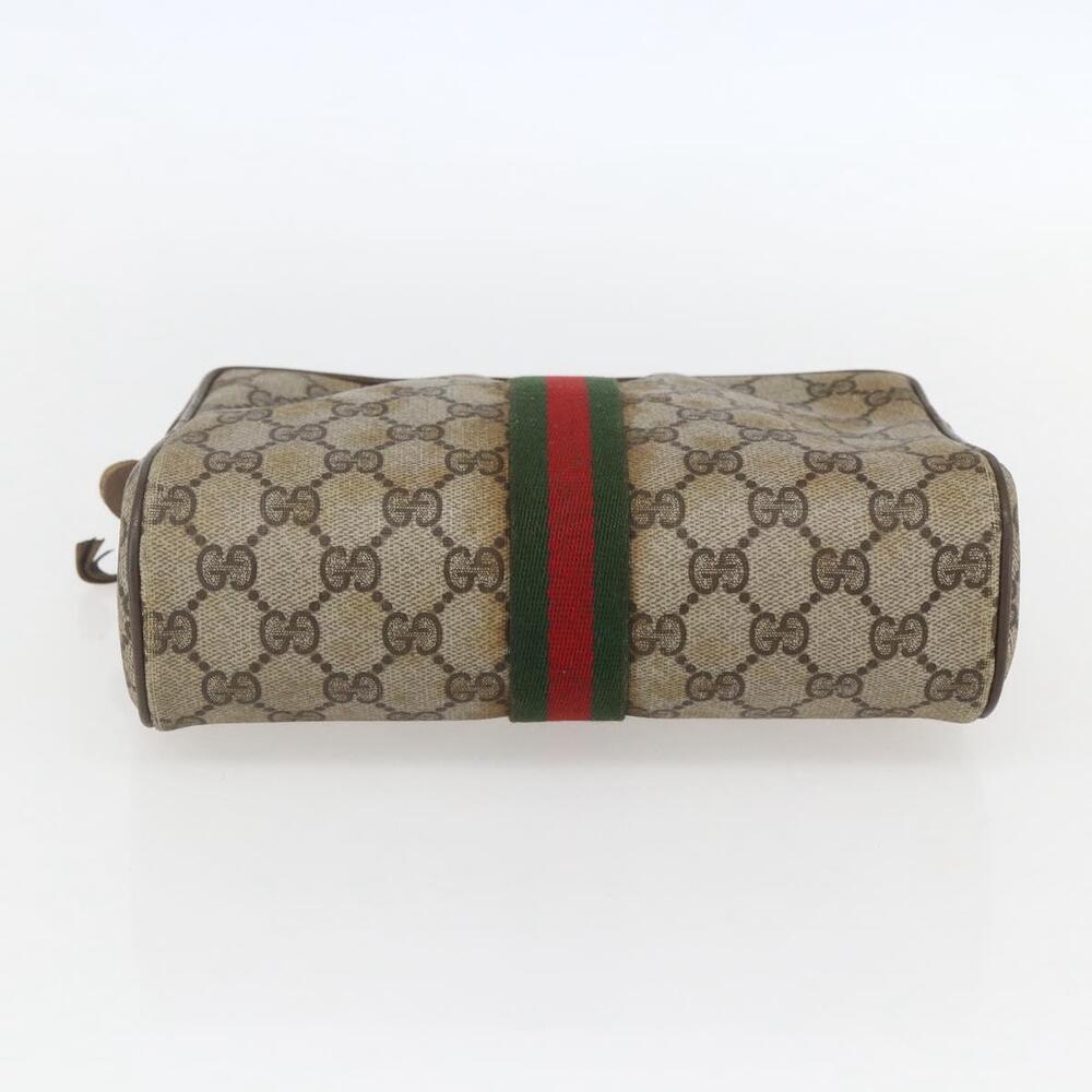 GUCCI GG Supreme Web Sherry Line Clutch Bag PVC Beige Gold 89 01 012 Auth 158514 - Picture 6 of 16